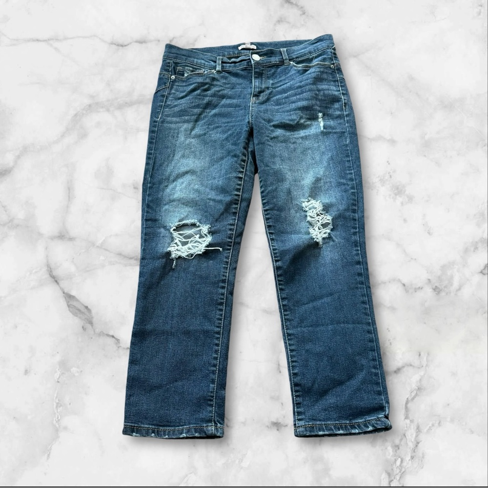 Juicy‎ Couture Jeans Cropped Women’s Size 8 Distressed Blue Medium Wash